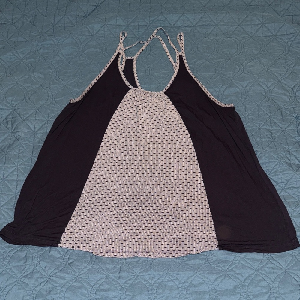 Women's Navy and White Sleeveless Top